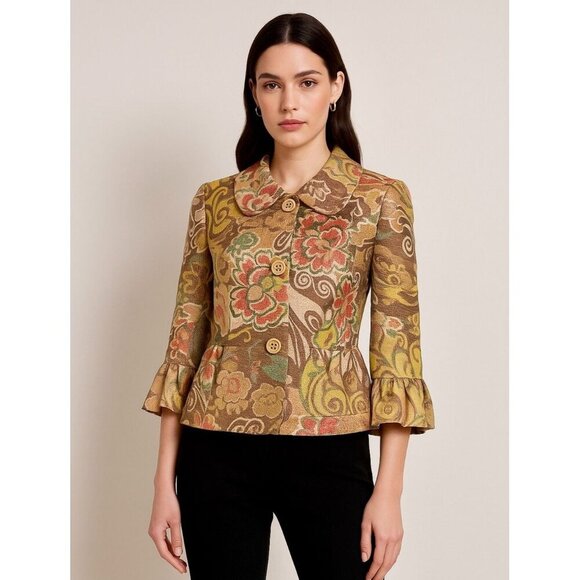 Lafayette 148 New York Jackets & Blazers - Lafayette 148 Floral Brocade Peplum Jacket Size 2